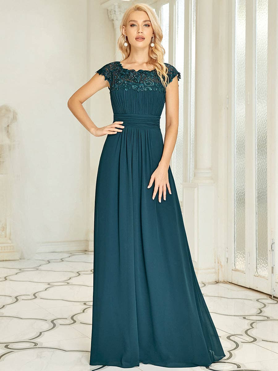 Lacey Chiffon Evening Party Gown