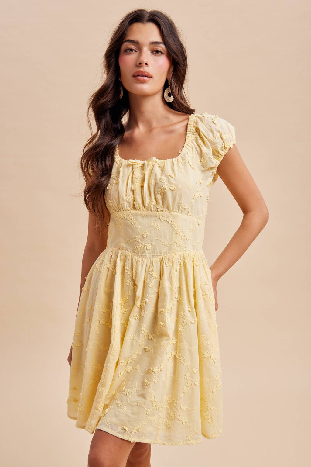 3D Floral Textrued Short Dress