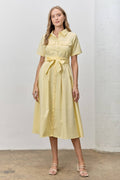 (Plus) Button Up Collar Shirt Dress