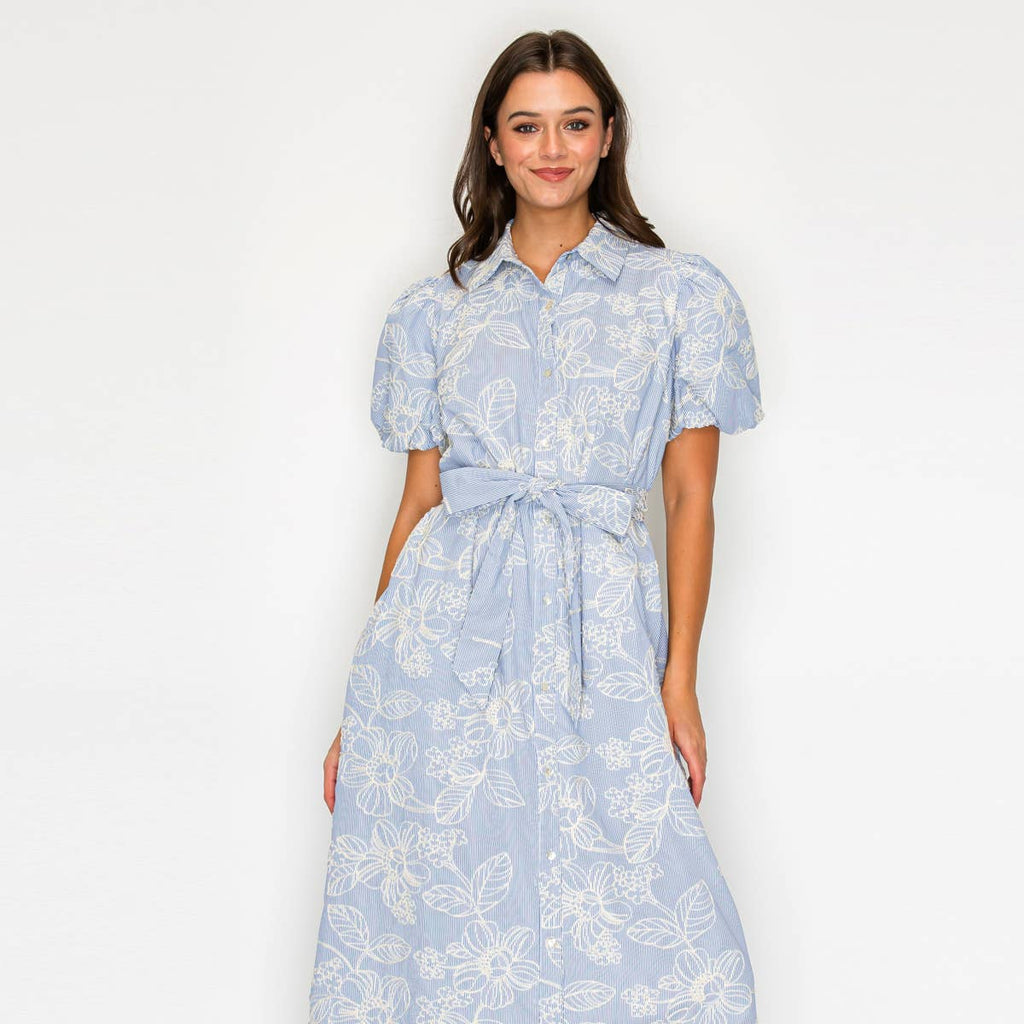 Bluebell Garden Stripe Midi Dress - LWD3482