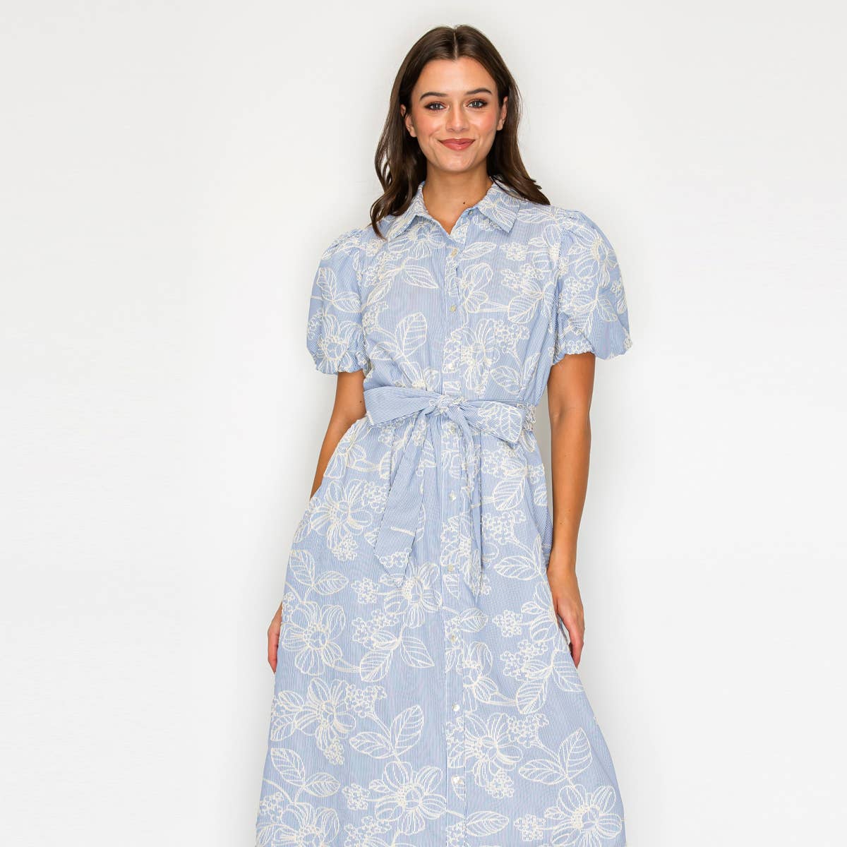 Bluebell Garden Stripe Midi Dress - LWD3482
