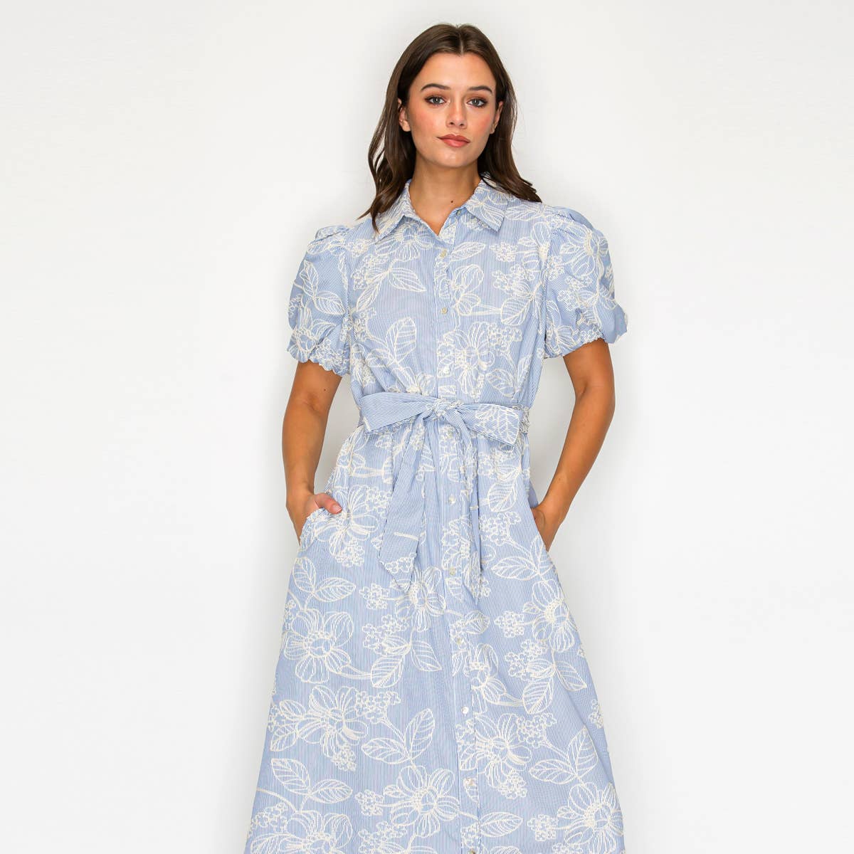 Bluebell Garden Stripe Midi Dress - LWD3482