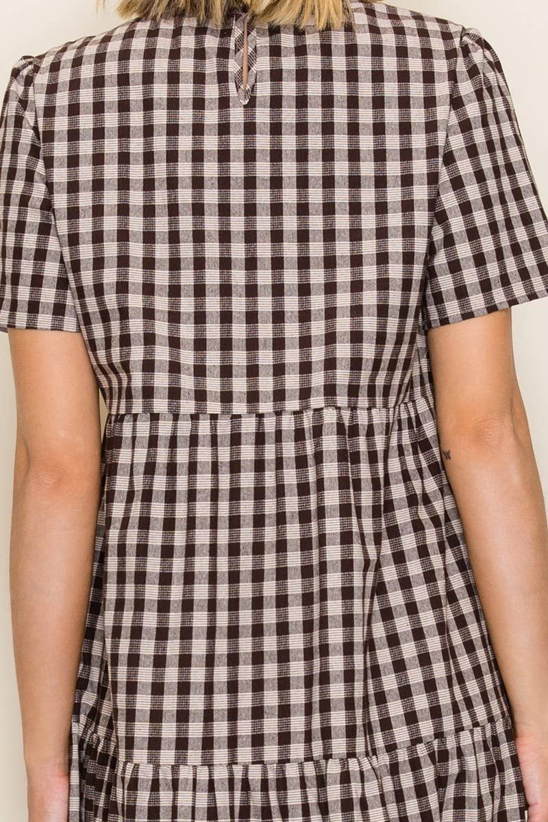 Plaid Flowy Tiered Midi Dress