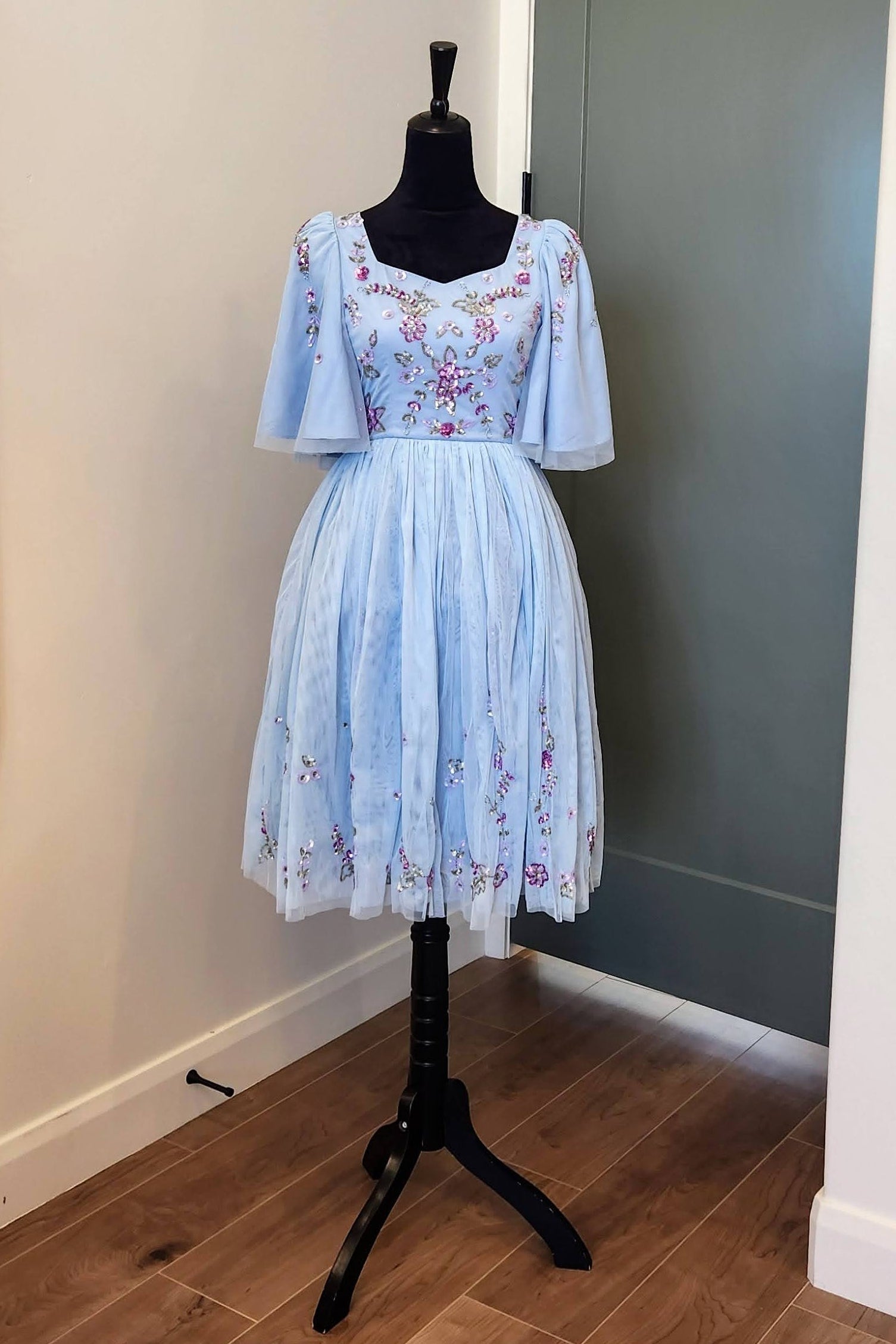 JessaKae Dewdrop Embellished Light Blue Dress