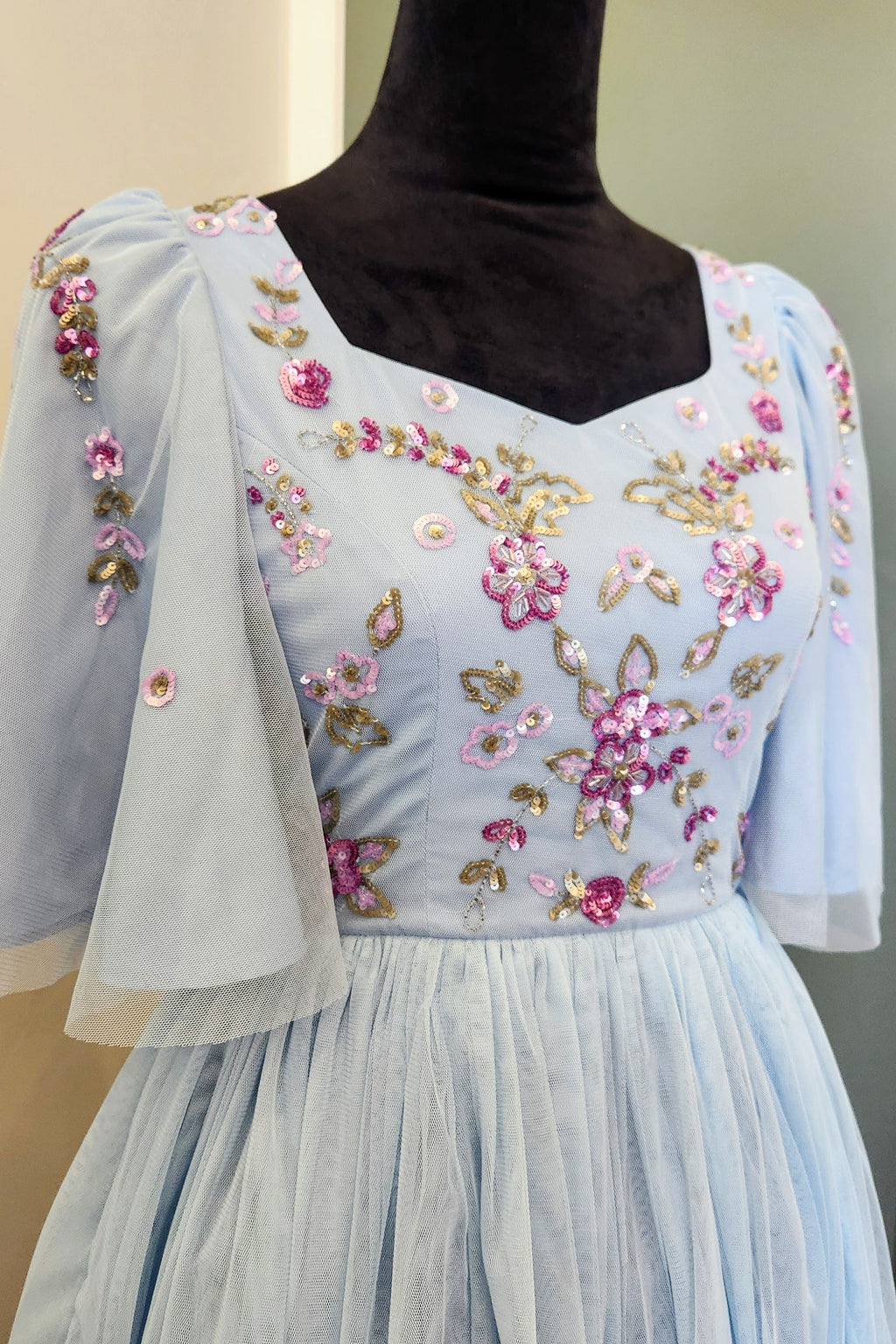 JessaKae Dewdrop Embellished Light Blue Dress