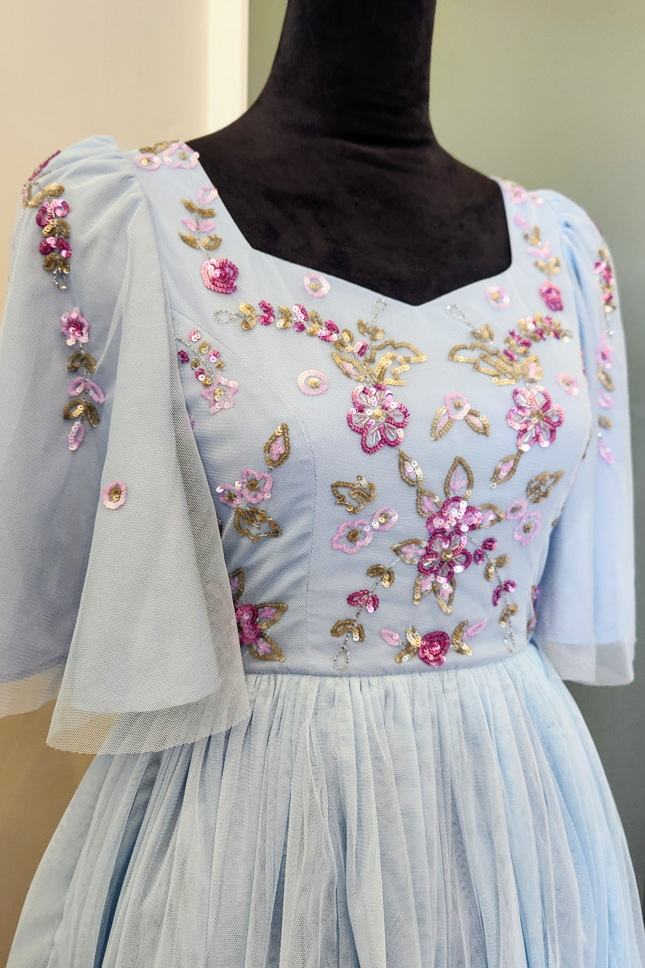 JessaKae Dewdrop Embellished Light Blue Dress