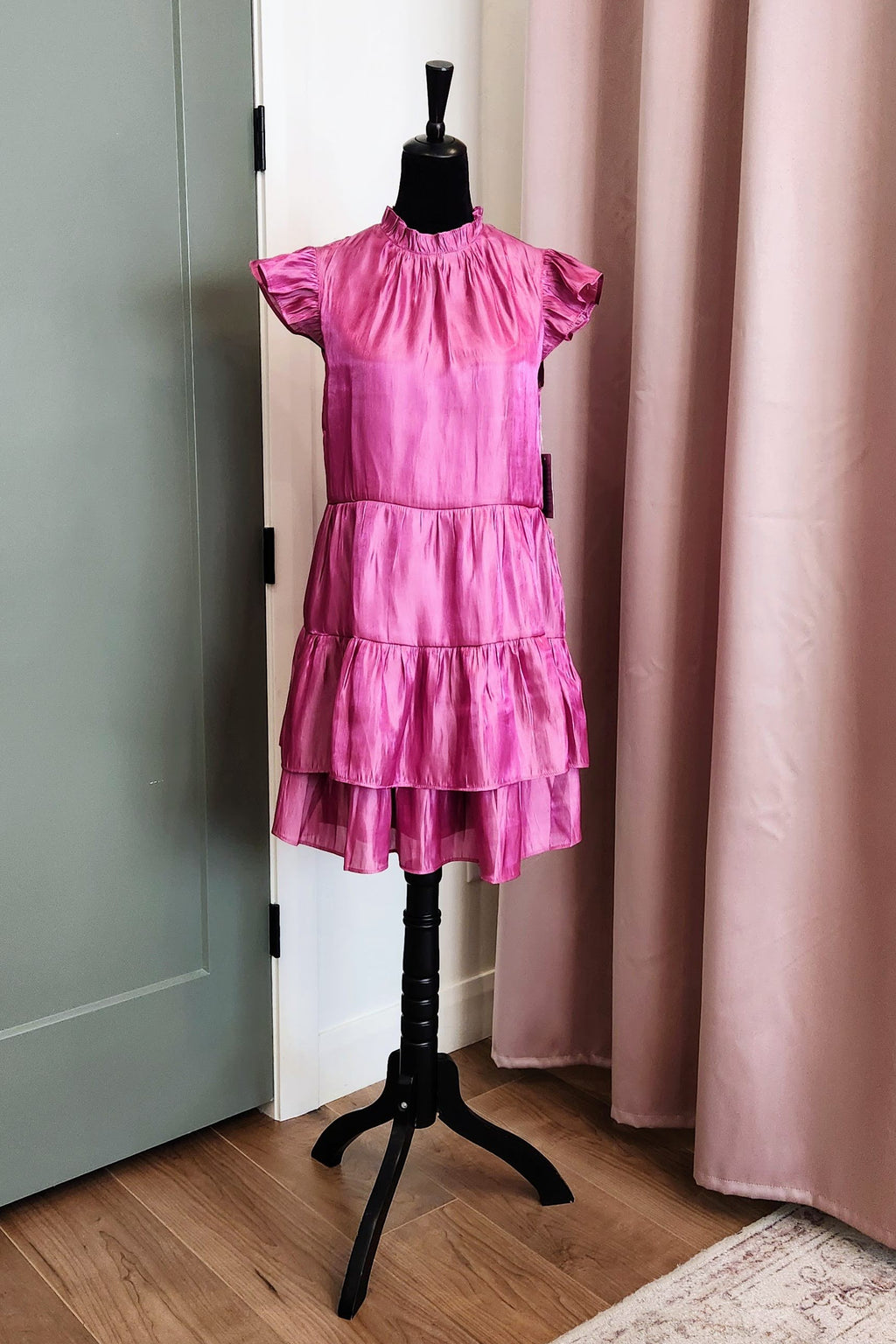 Tiered Flutter Sleeve Short Dress