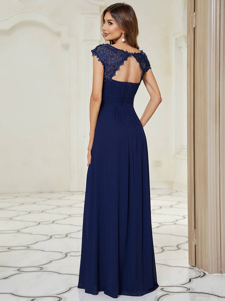 Lacey Chiffon Evening Party Gown