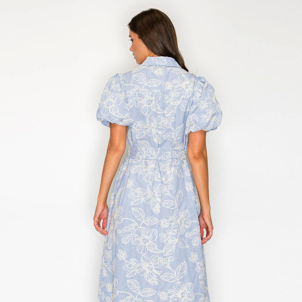 Bluebell Garden Stripe Midi Dress - LWD3482