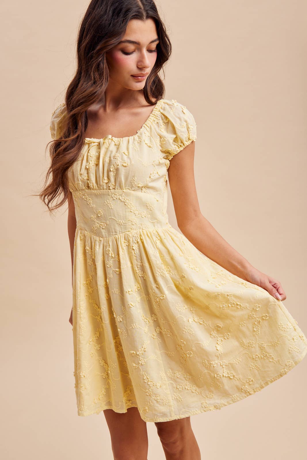 3D Floral Textrued Short Dress
