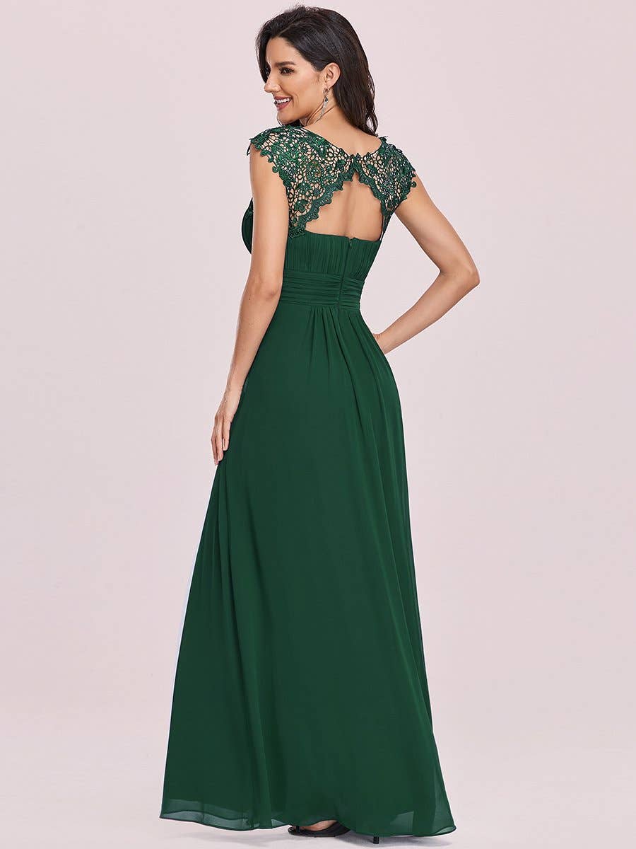 Lacey Chiffon Evening Party Gown