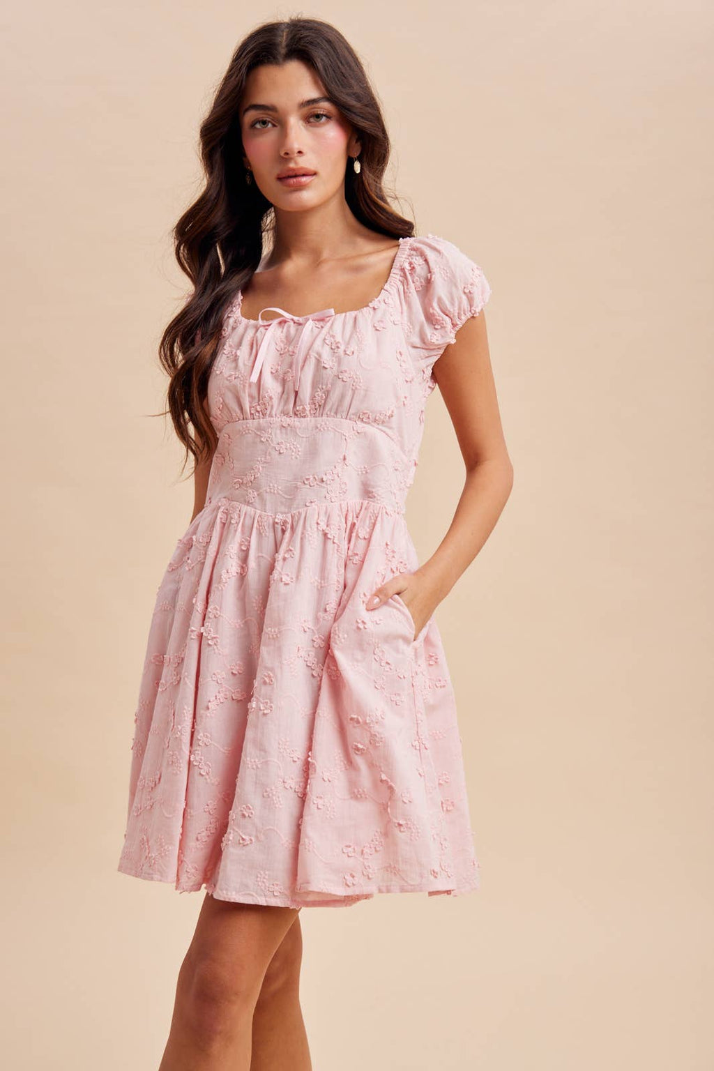 3D Floral Textrued Short Dress