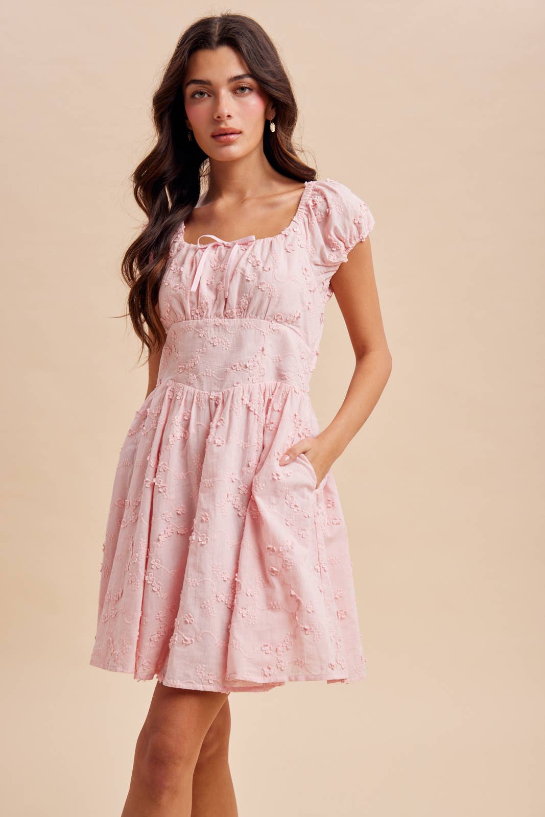 3D Floral Textrued Short Dress