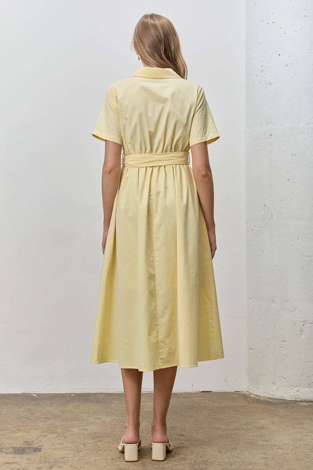 (Plus) Button Up Collar Shirt Dress