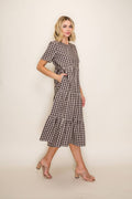 Plaid Flowy Tiered Midi Dress