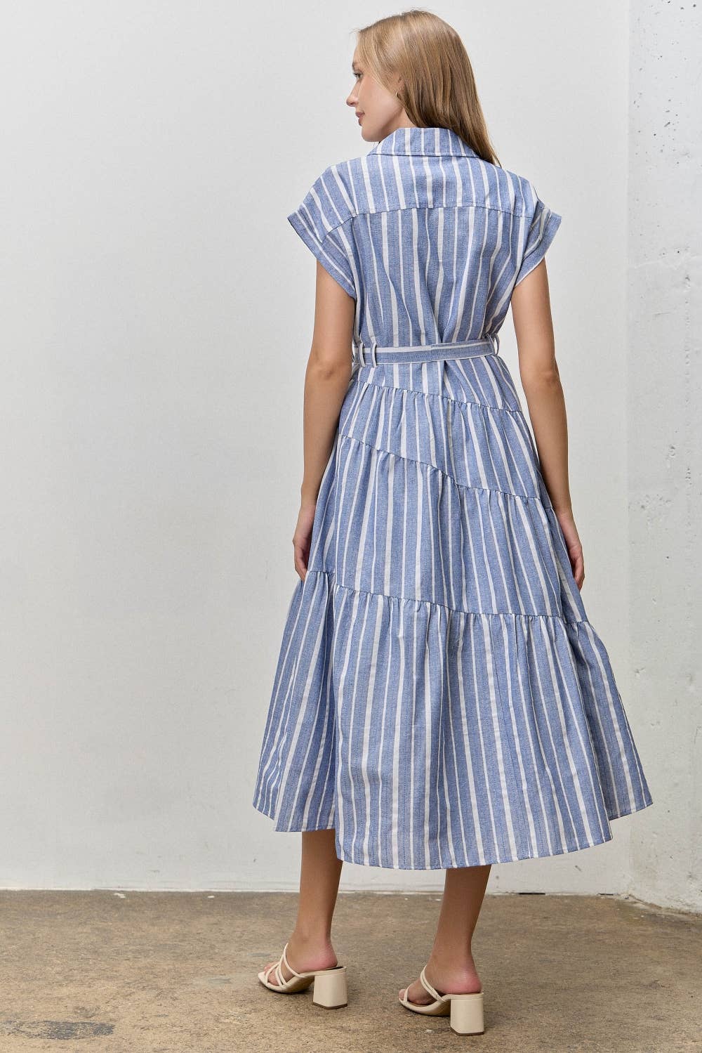 Striped Collar Midi Dress