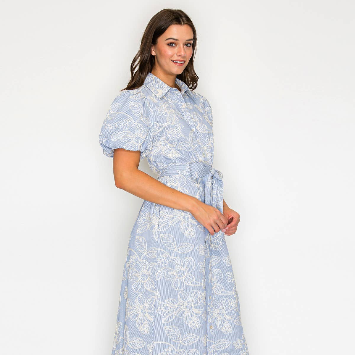 Bluebell Garden Stripe Midi Dress - LWD3482