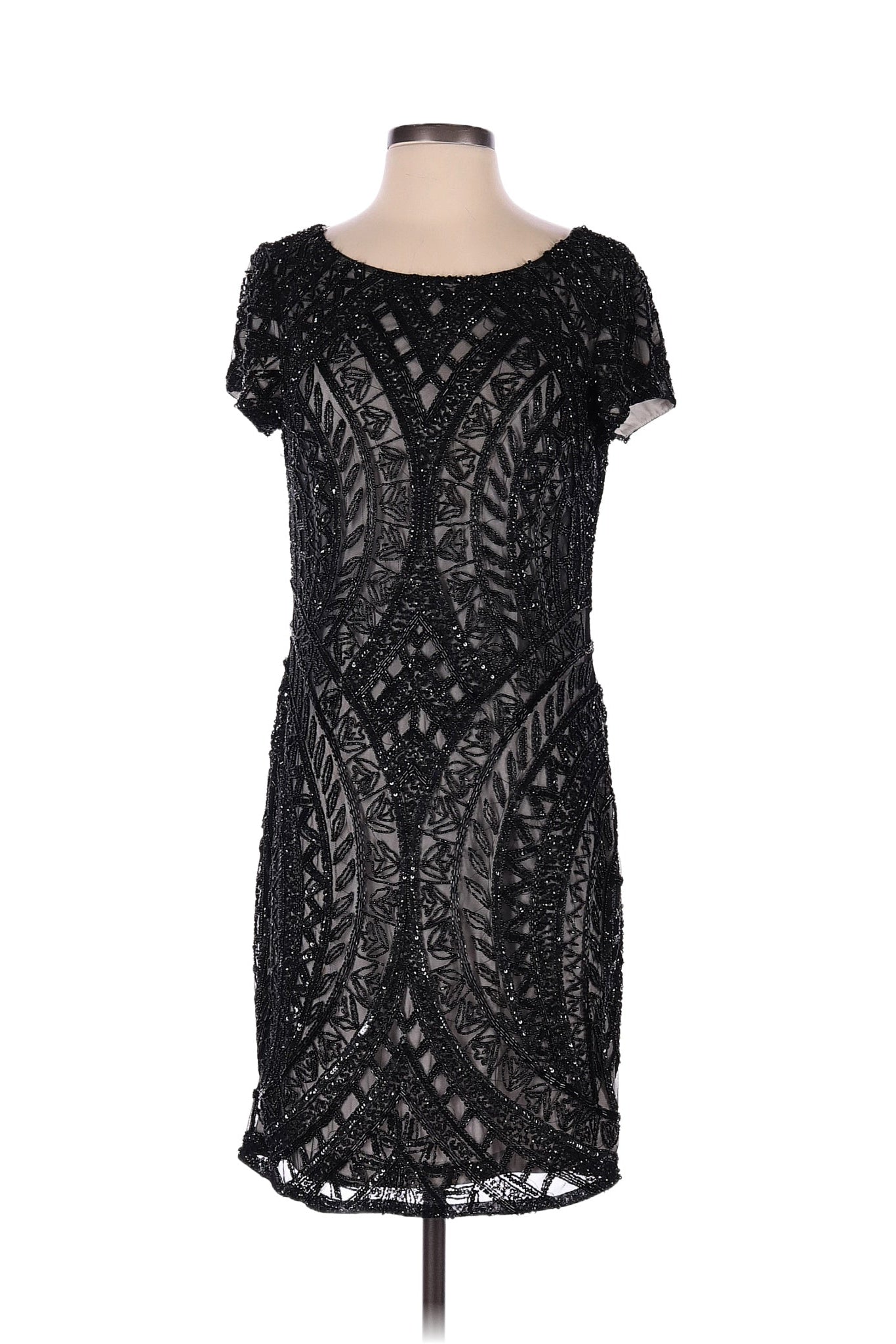 Adrianna Papell Black Beaded Coctail Dress