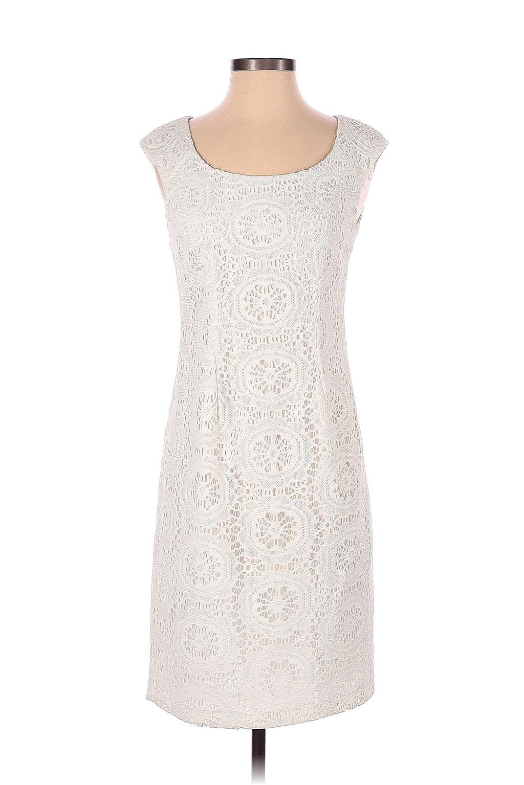 Adrianna Papell Off White Lace Shift Dress