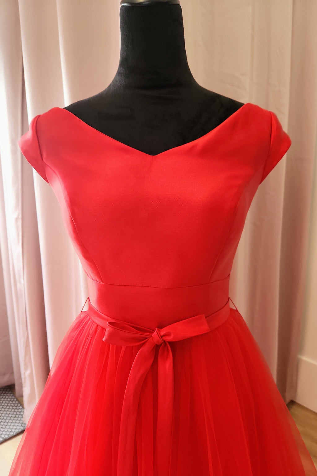 Madison James V-neck Satin Tulle Ball Gown