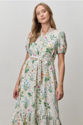 Floral Print Waist Tie Midi Dress