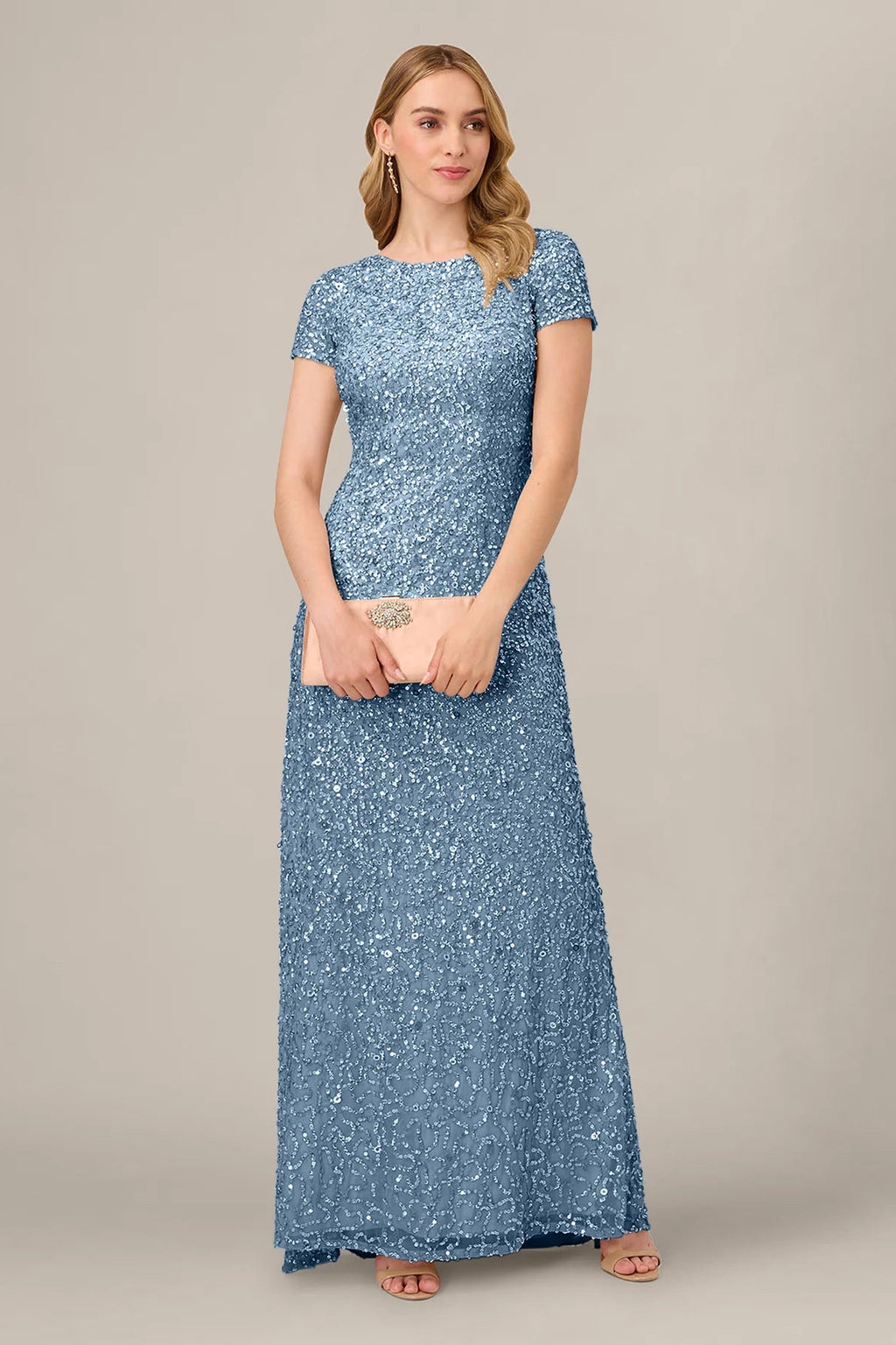Scoop Back Sequin Gown
