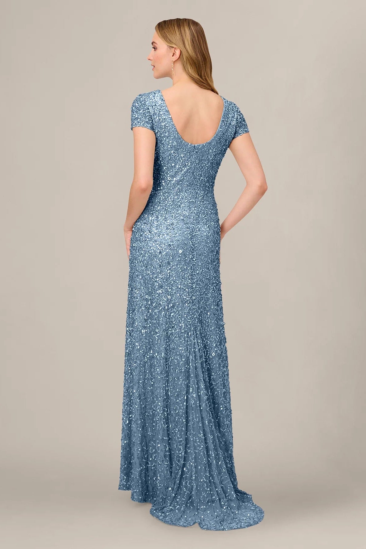 Scoop Back Sequin Gown