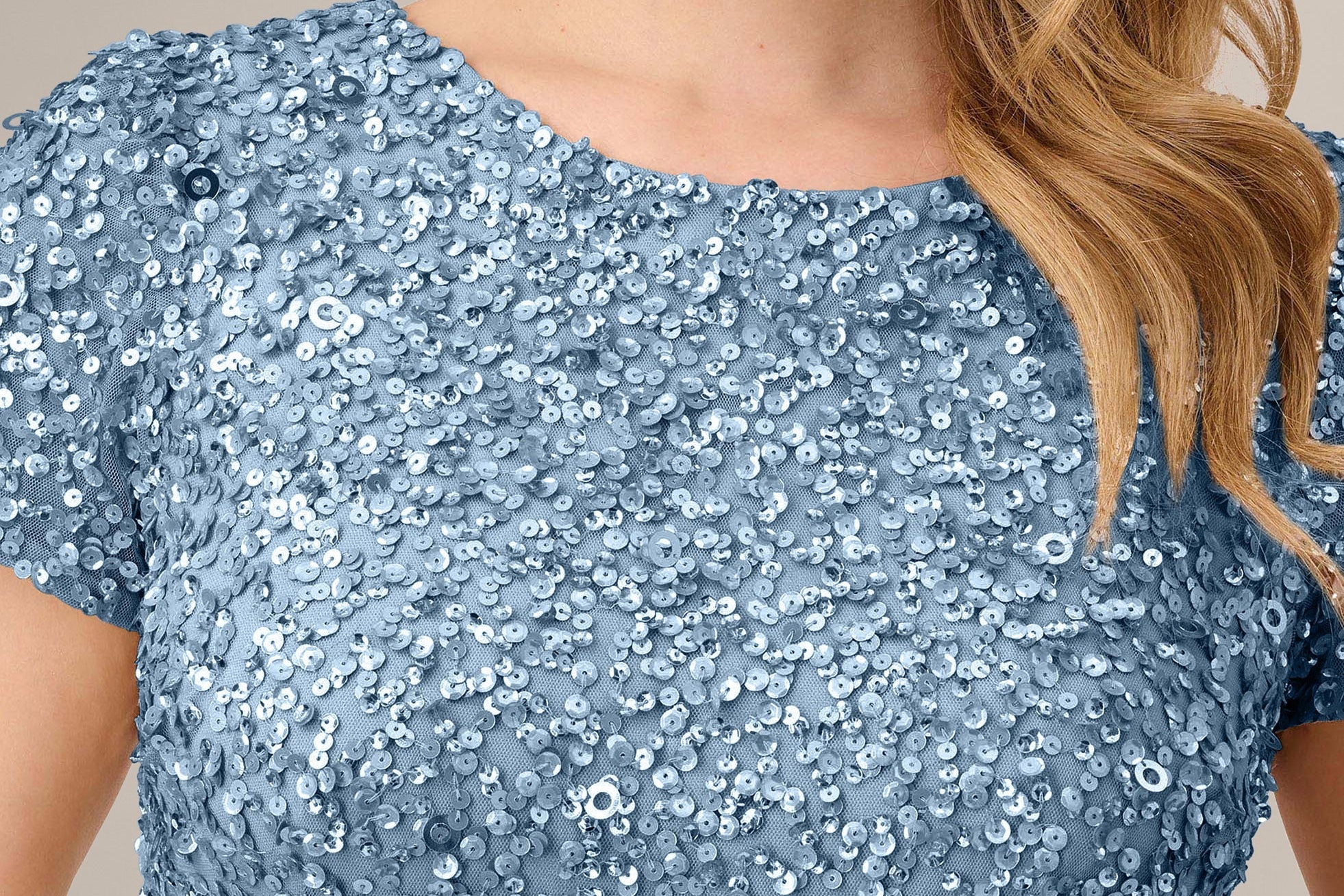 Scoop Back Sequin Gown