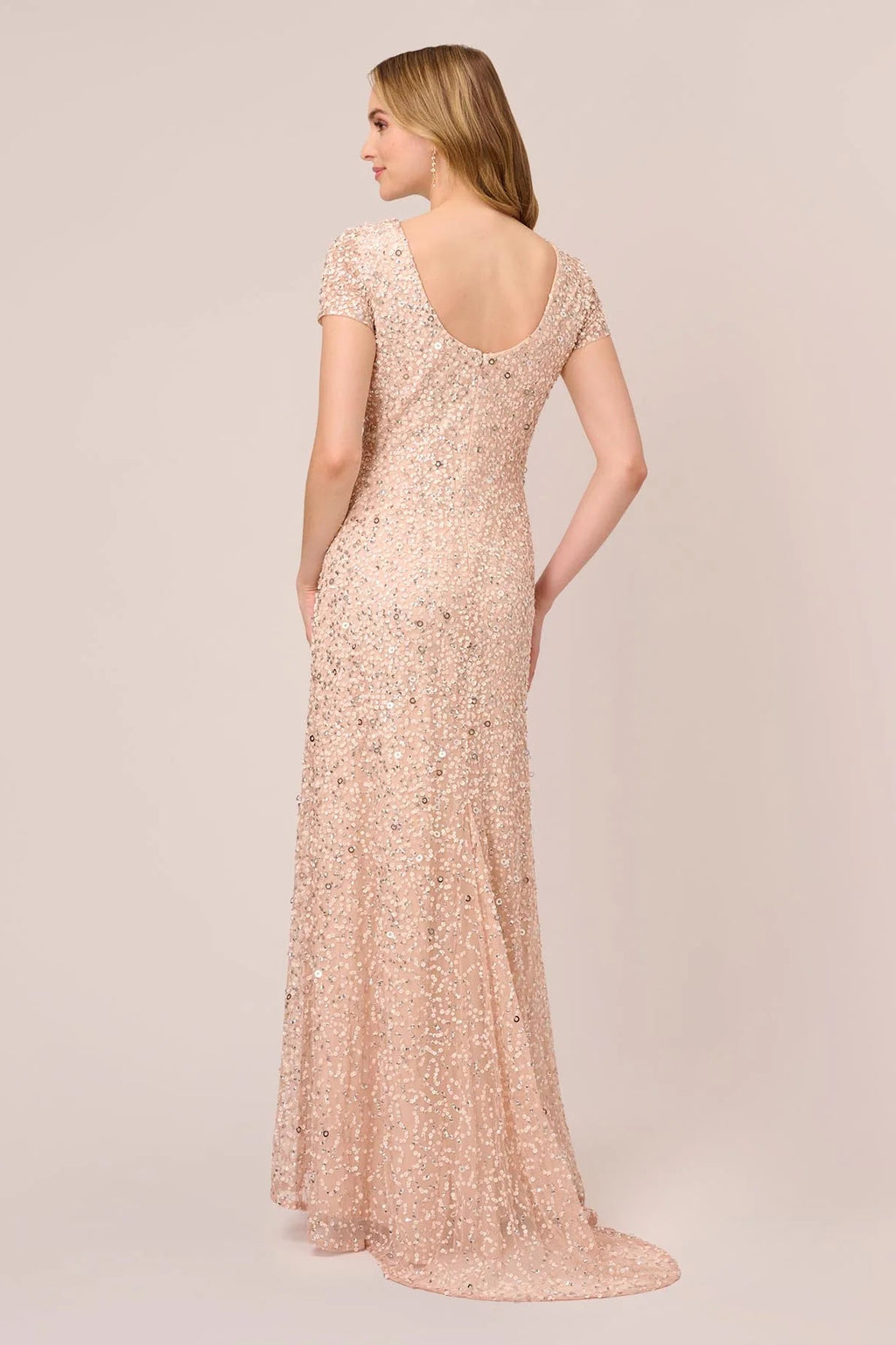 Scoop Back Sequin Gown