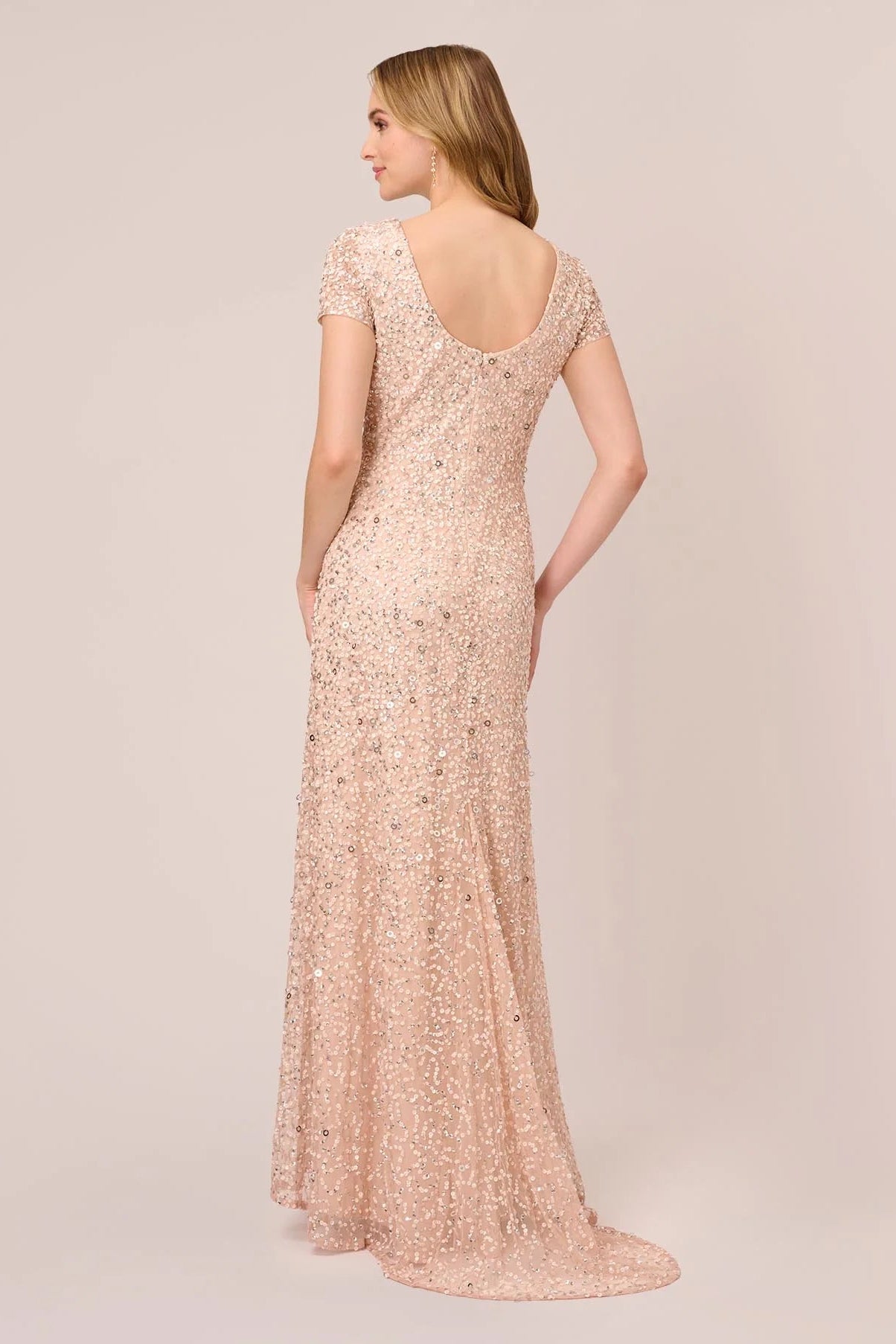 Scoop Back Sequin Gown