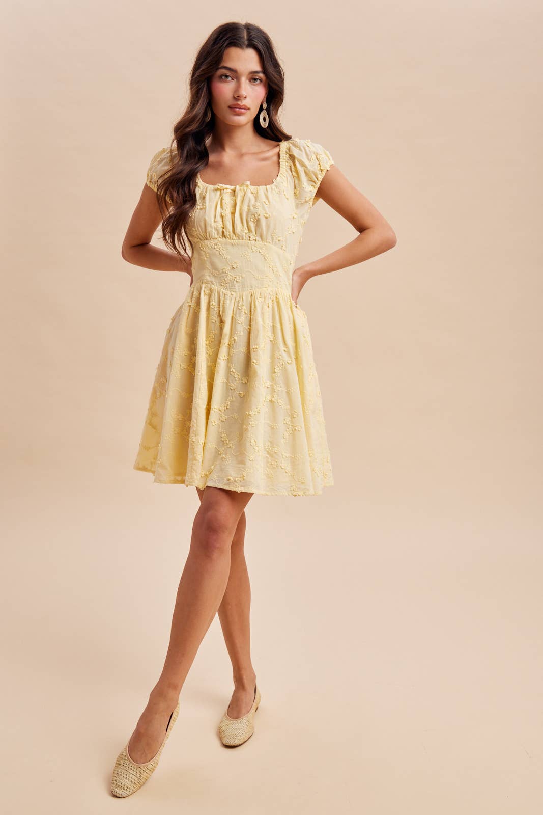 3D Floral Textrued Short Dress
