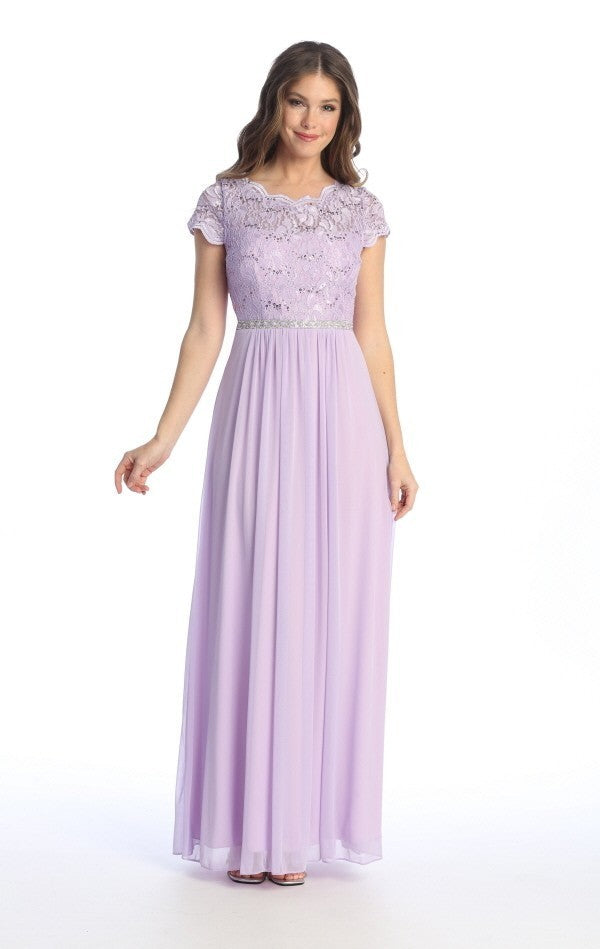 Lace Bodice Floor Length Gown