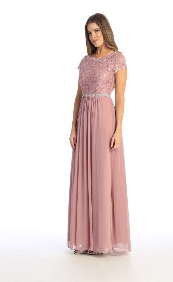 Lace Bodice Floor Length Gown