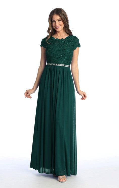 Lace Bodice Floor Length Gown