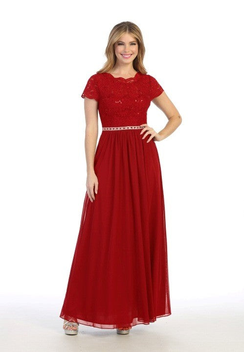 Lace Bodice Floor Length Gown