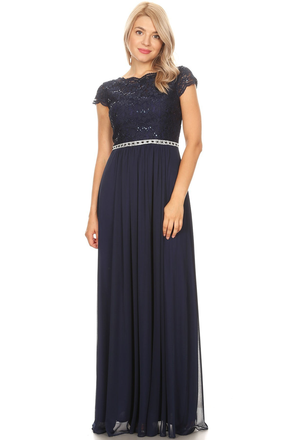 Lace Bodice Floor Length Gown