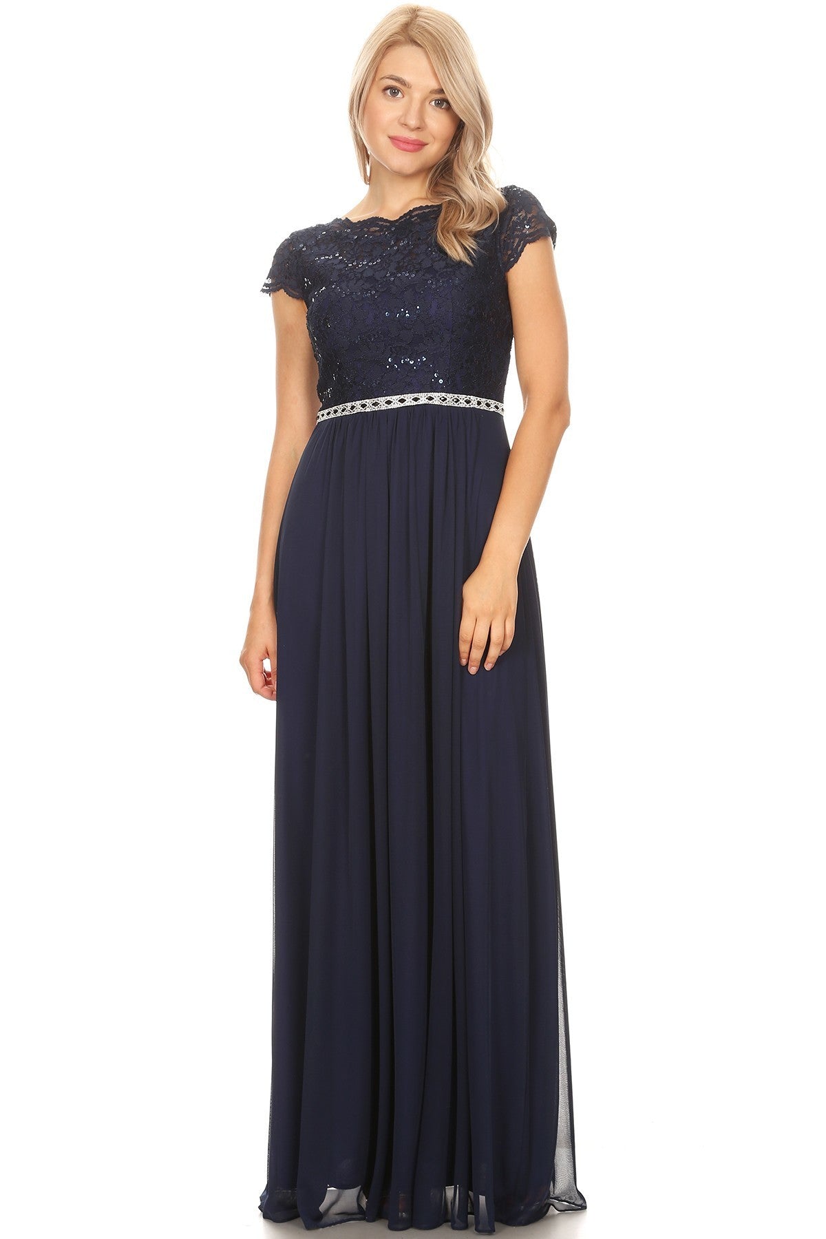 Lace Bodice Floor Length Gown