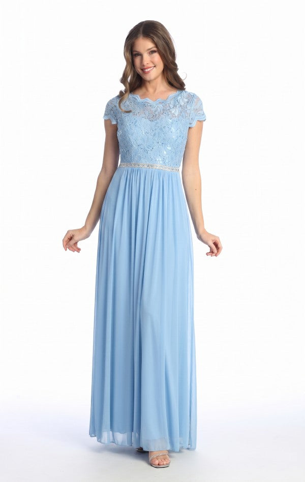 Lace Bodice Floor Length Gown