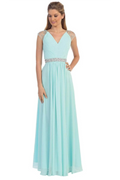 Cap Sleeve Embellished V-Neck Chiffon Gown