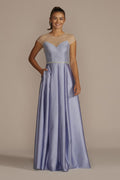 Satin Ball Gown with Sheer Embellished Top
