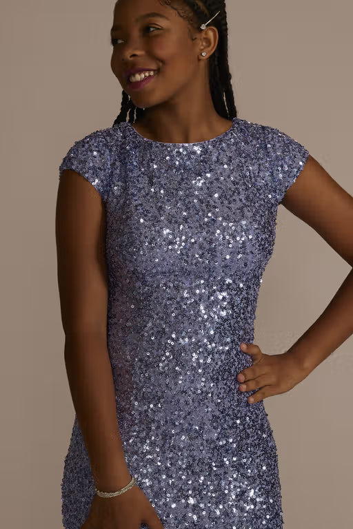 Cap Sleeve Sequin Sheath Dress