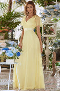 V-Neck A-Line Floor-Length Dress