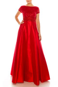 Red Lace Sequin A-line Gown