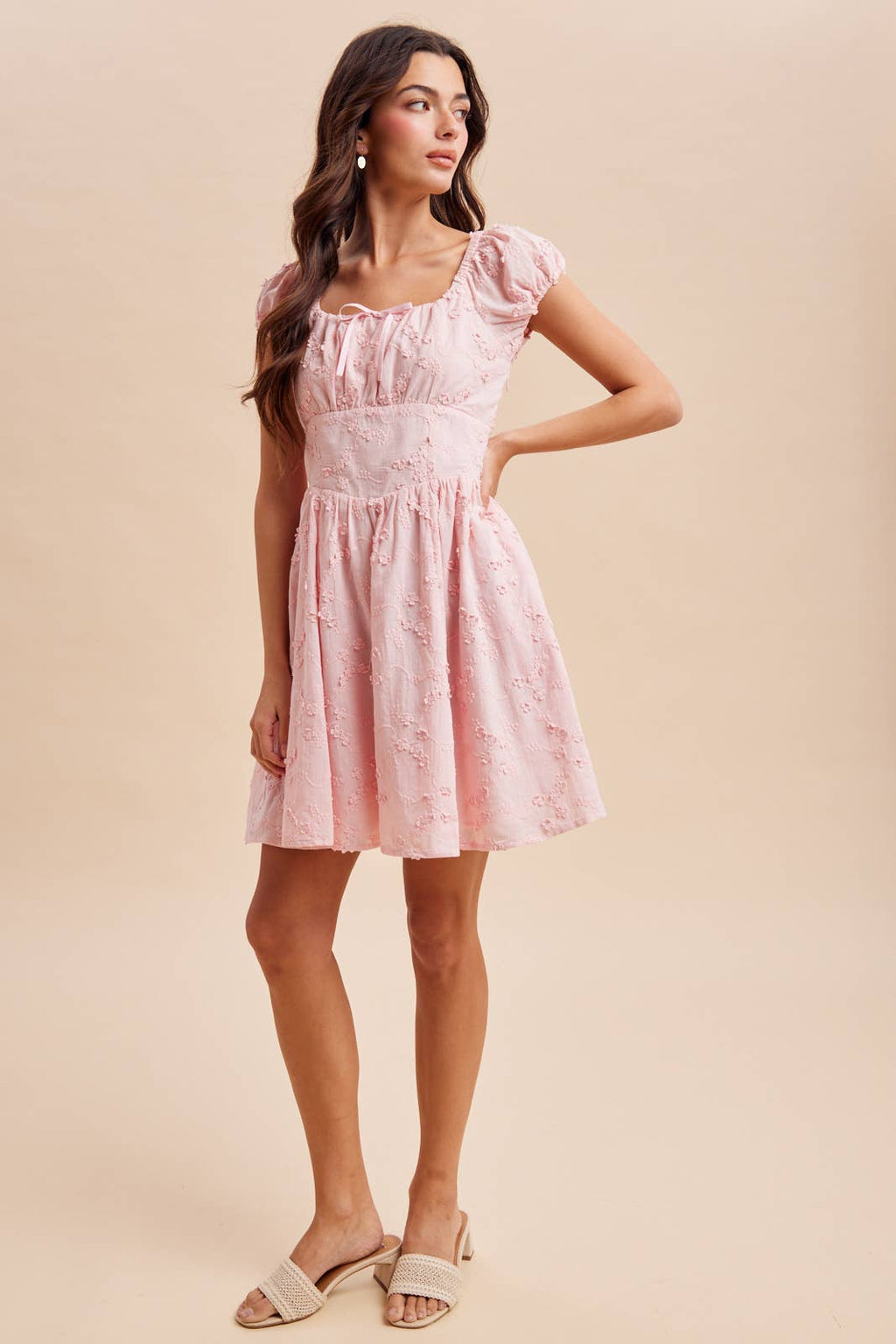 3D Floral Textrued Short Dress
