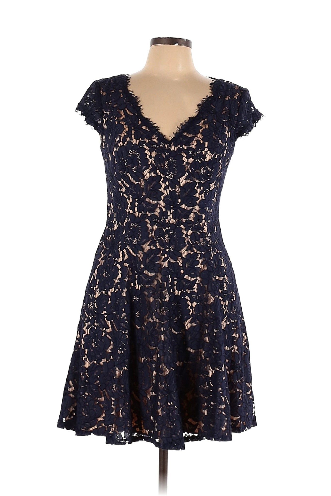 Eliza J Black Fit & Flare Lace Dress