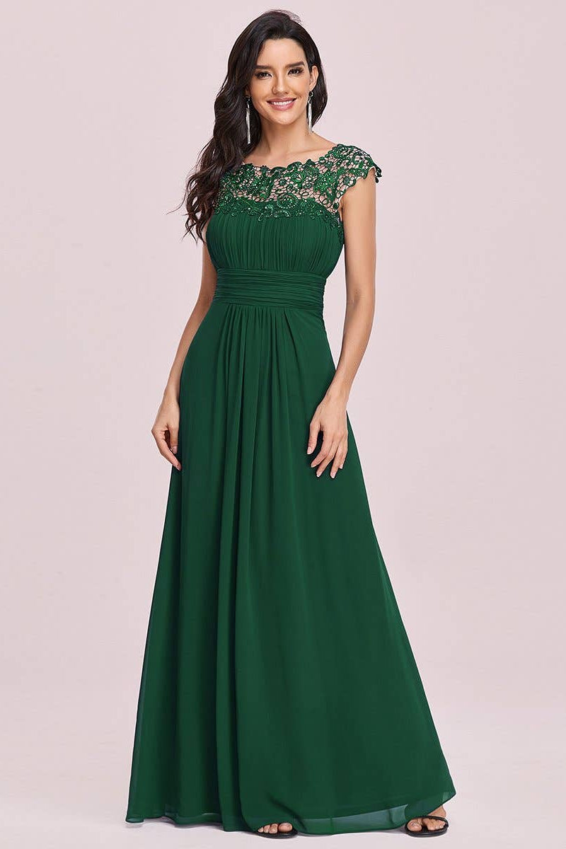 Lacey Chiffon Evening Party Gown