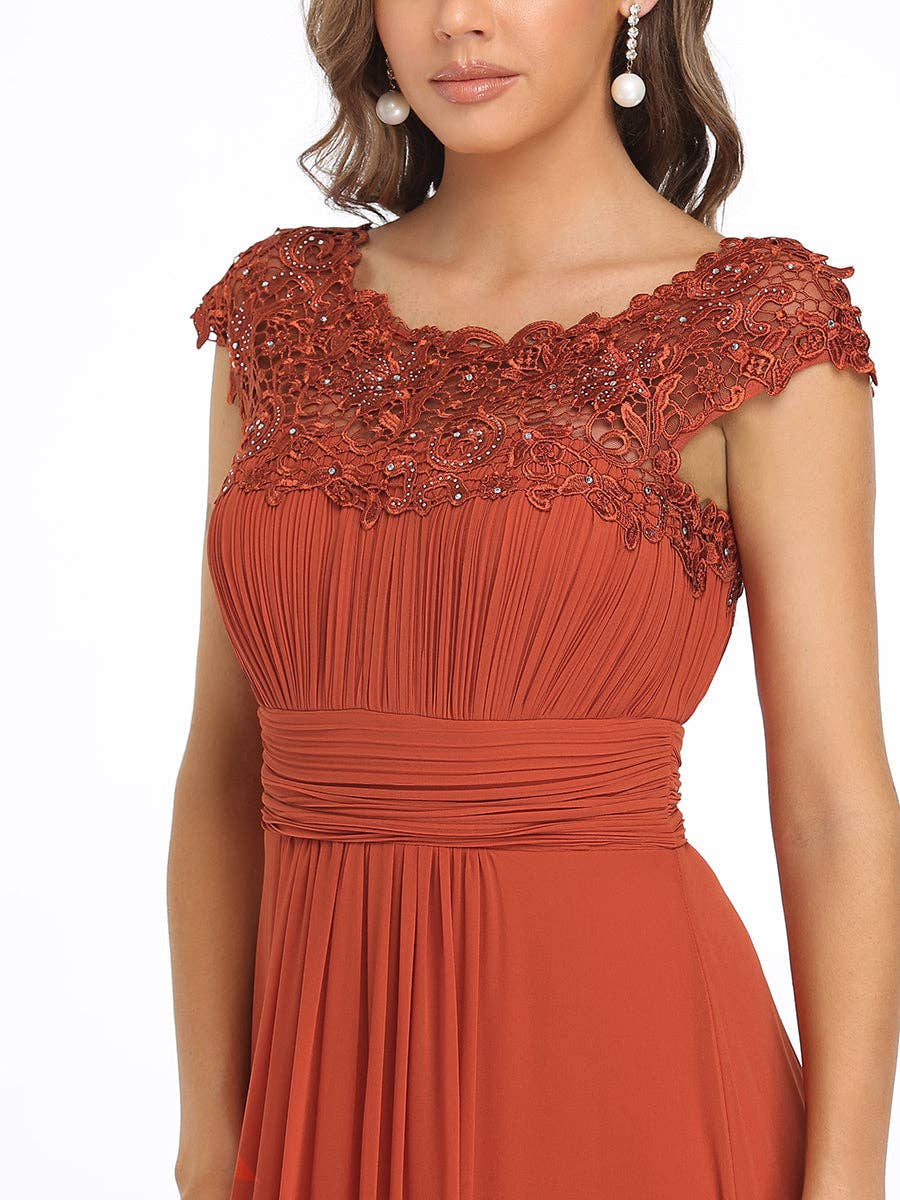 Lacey Chiffon Evening Party Gown