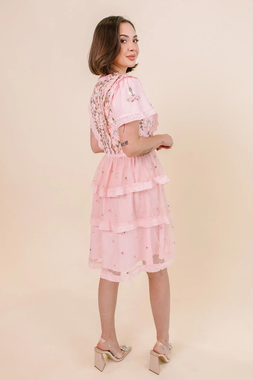Ivy City Ingrid Pink Lace Dress