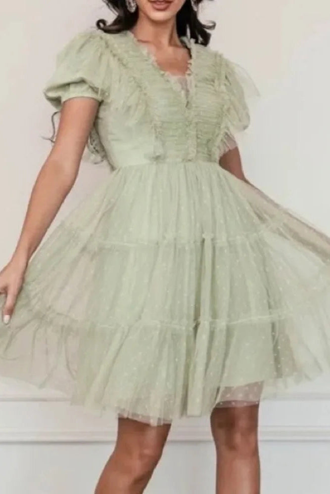 JessaKae Veronica Light Green Tulle Dress