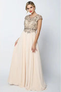 Embellished Champagne A-line Gown
